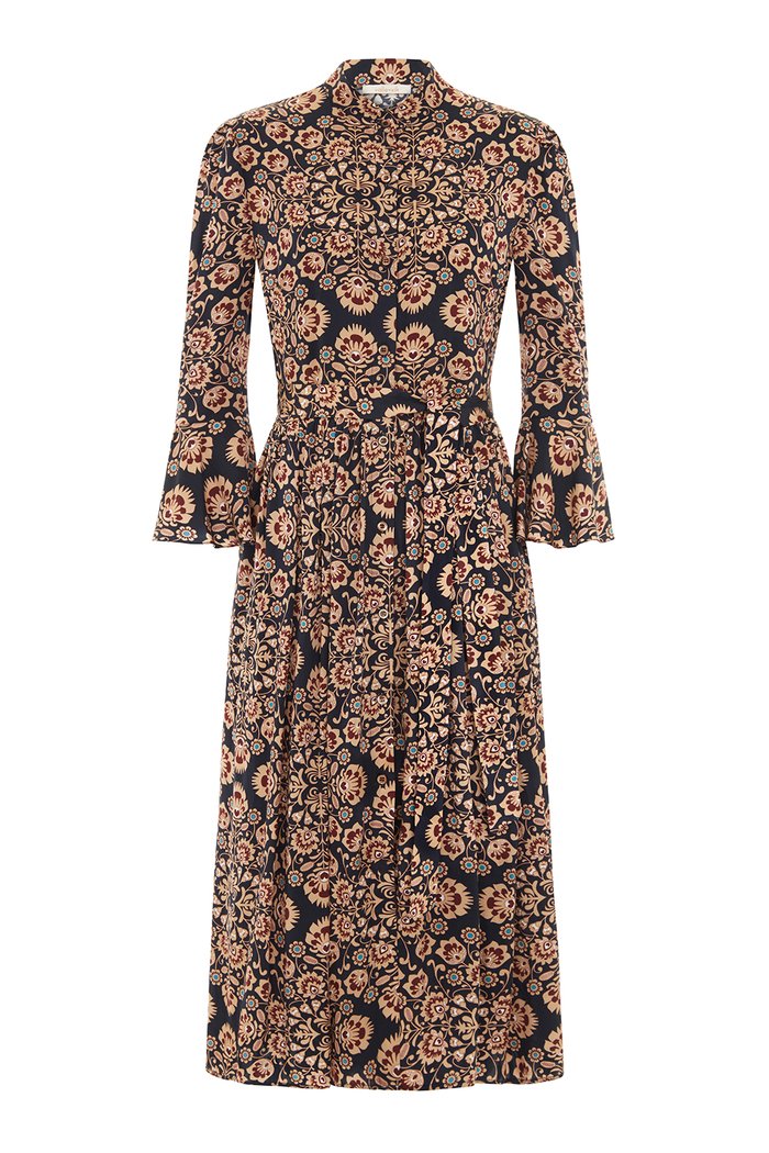 the long flirt , shirt dress , silk dress  - valle + vik