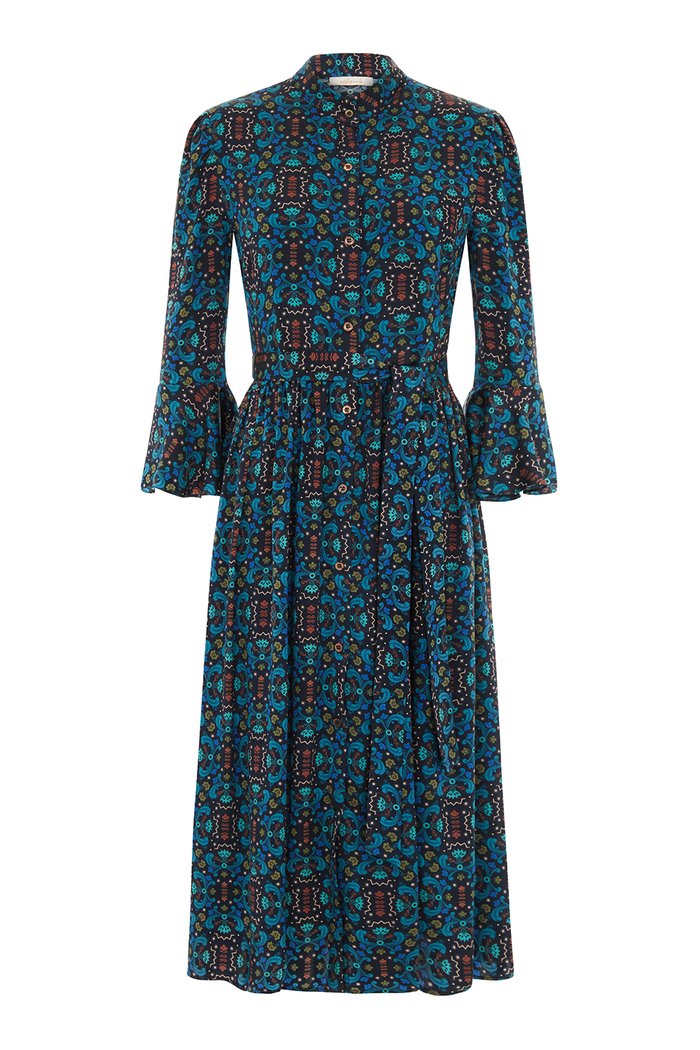 the long flirt , shirt dress , silk dress  - valle + vik